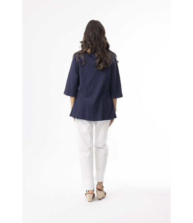 Orientique 1/2 Sleeve Organic Cotton Tee -  Navy