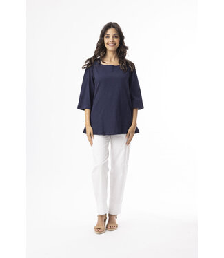 Orientique 1/2 Sleeve Organic Cotton Tee -  Navy