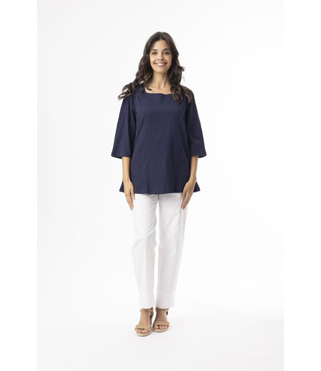 Orientique 1/2 Sleeve Organic Cotton Tee -  Navy