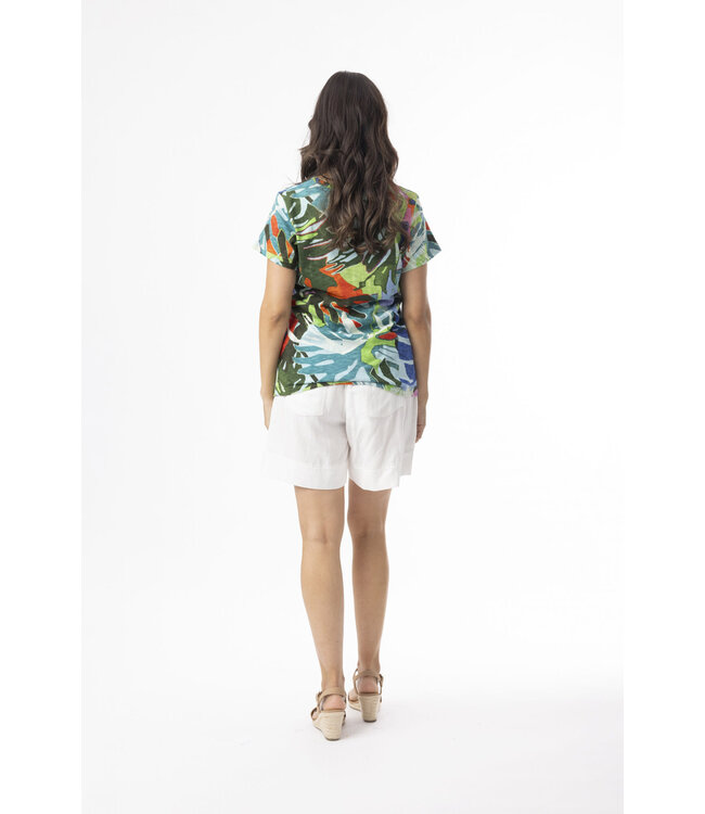 Orientique Organic Cotton Tee -  Leaves Blue