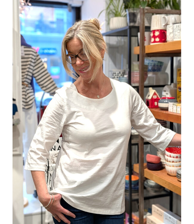 Orientique 1/2 Sleeve Organic Cotton Tee -  White