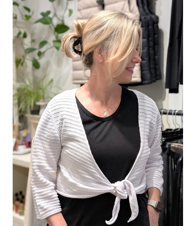 Orientique Organic Cotton Tie Shrug - White