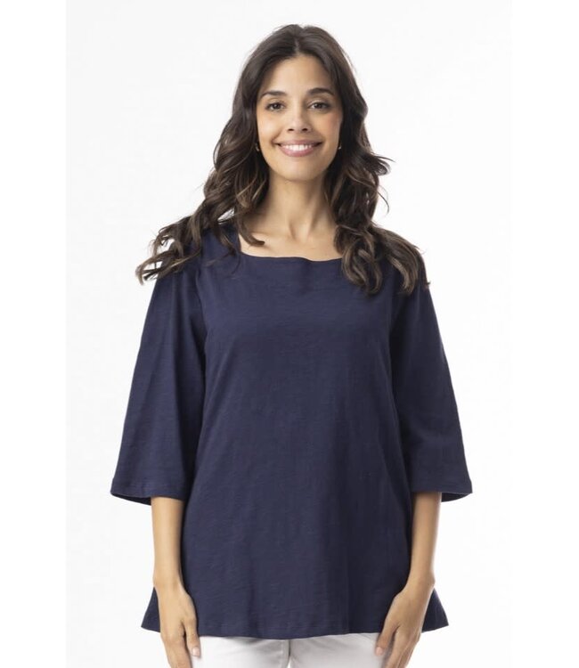 Orientique 1/2 Sleeve Organic Cotton Tee -  Navy