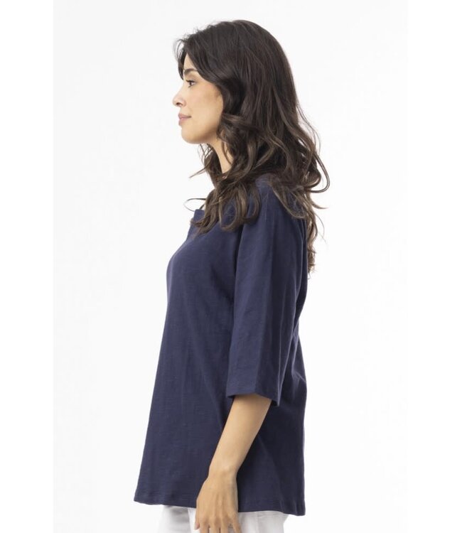 Orientique 1/2 Sleeve Organic Cotton Tee -  Navy