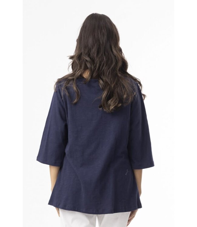 Orientique 1/2 Sleeve Organic Cotton Tee -  Navy