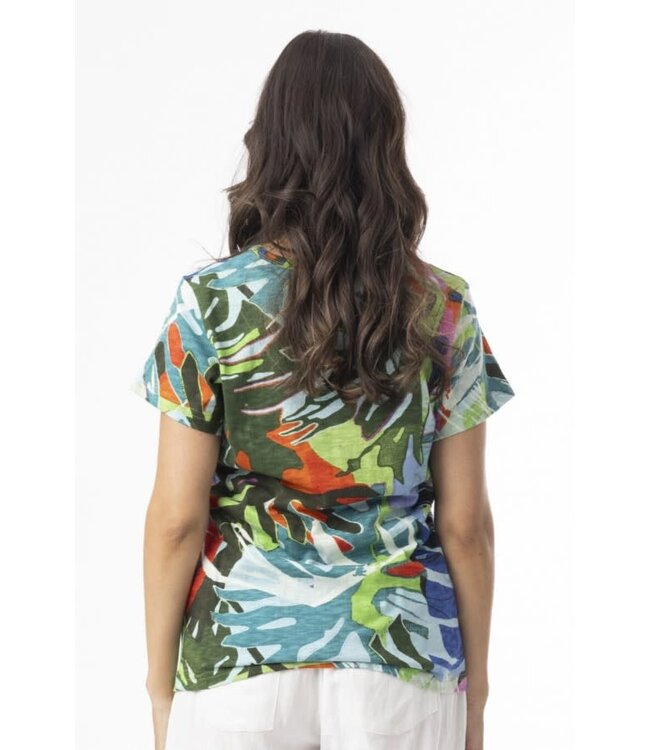 Orientique Organic Cotton Tee -  Leaves Blue