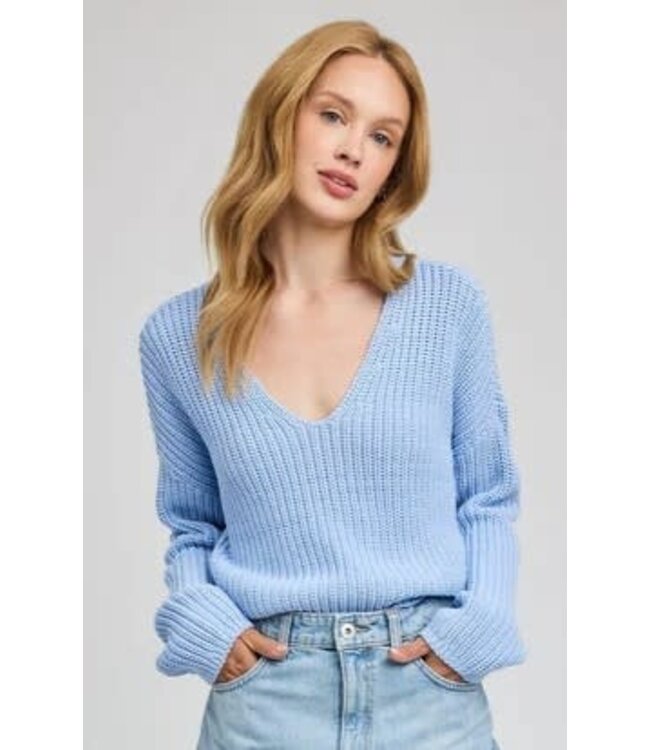 Gentle Fawn Spencer V-Neck Knit Sweater - Sky