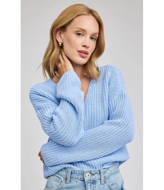 Gentle Fawn Spencer V-Neck Knit Sweater - Sky
