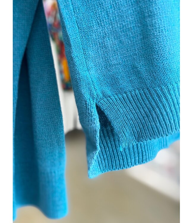 Made in Italy V-Neck Fine Knit Sweater - Teal