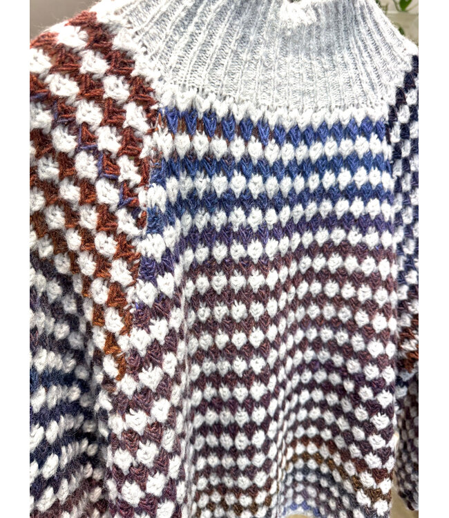 Made in Italy Mock Neck Multicolor Sweater - Blue