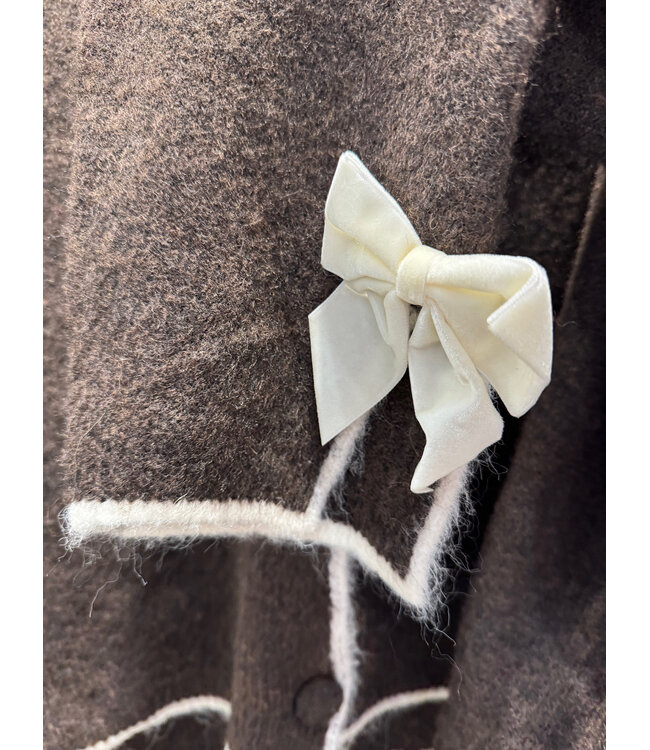 Made in Italy Cardigan w/ Bow O/S - Brown