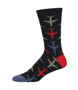 Socksmith Bamboo Graphic Crew Socks - Airplanes