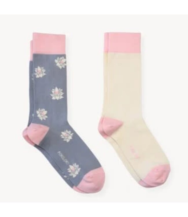 Pokoloko Pima Cotton 2 Pk Socks - Lotus & Solid
