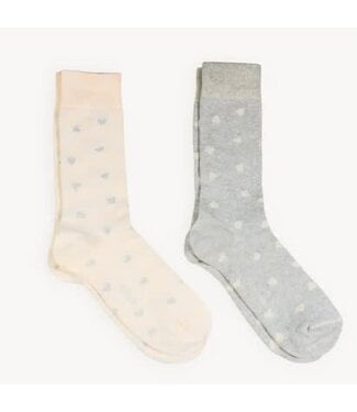 Pokoloko Pima Cotton 2 Pk Socks - Have A Heart (Grey)