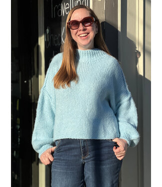 Made in Italy Mock Neck Sweater O/S - Light Blue