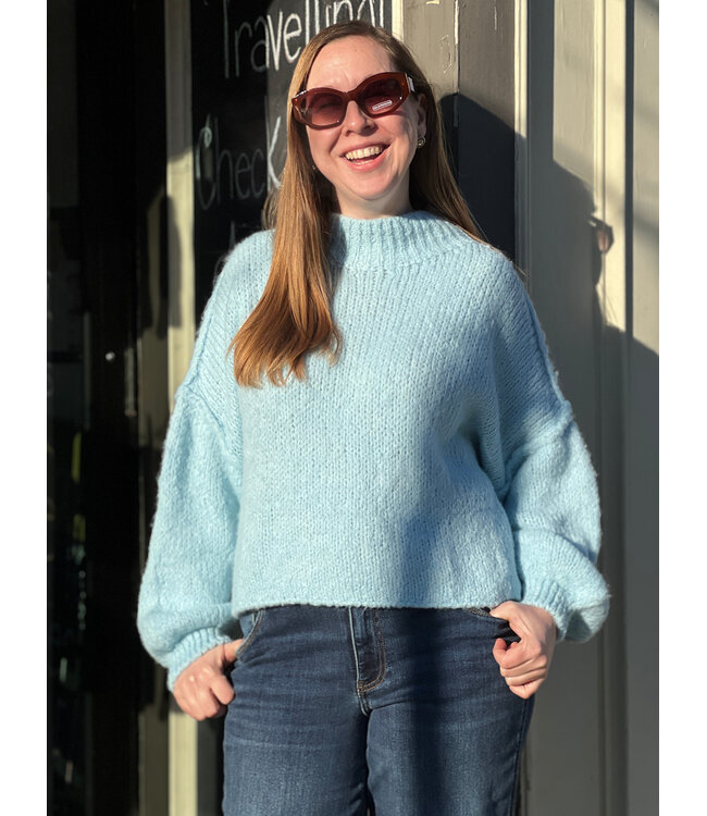 Made in Italy Mock Neck Sweater O/S - Light Blue