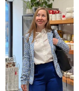 ICHI IHKate Print Blazer - Sodalite Blue