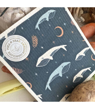 Pika & Bear Swedish Dishcloth Single - "Friendly Giants" Whale