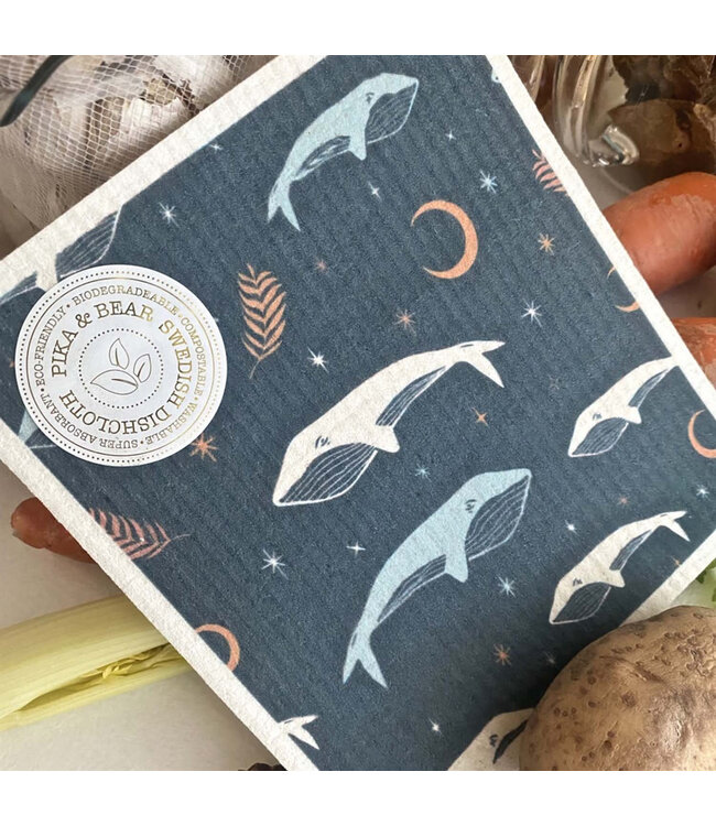 Pika & Bear Swedish Dishcloth Single - "Friendly Giants" Whale