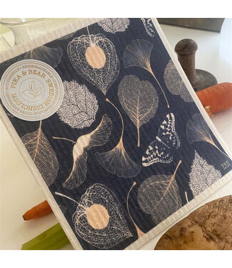 Pika & Bear Swedish Dishcloth Single - "Deciduous" Leaf Skeleton