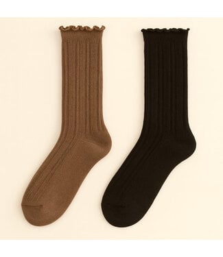 Pika & Bear Pointelle Zoe Socks Pack of 2 - Blk/Cocoa