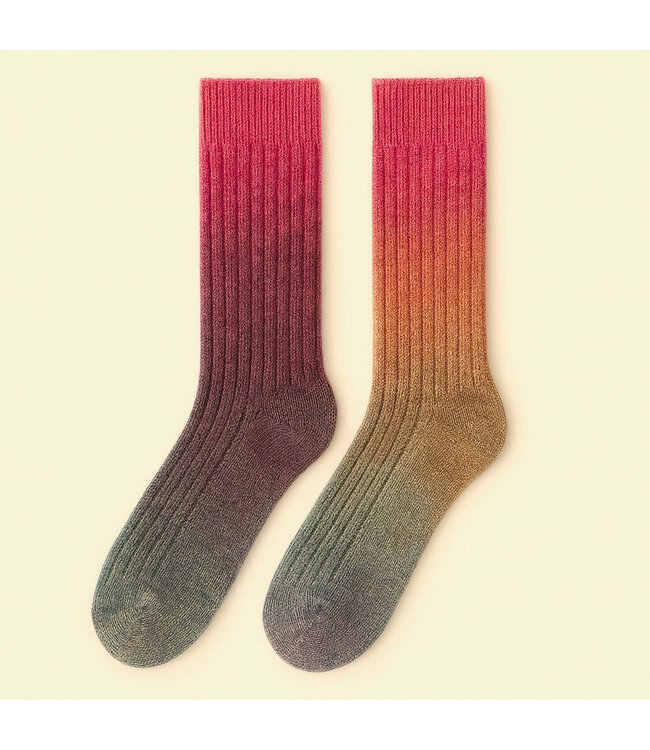 Pika & Bear Ombre Ribbed Socks - Havanna