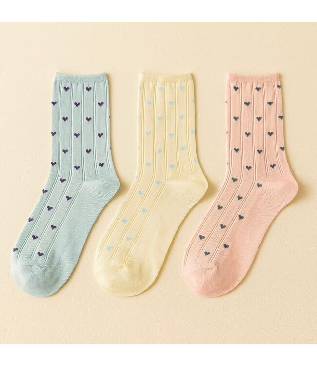 Pika & Bear Crew Socks Pack of 3 - Heart