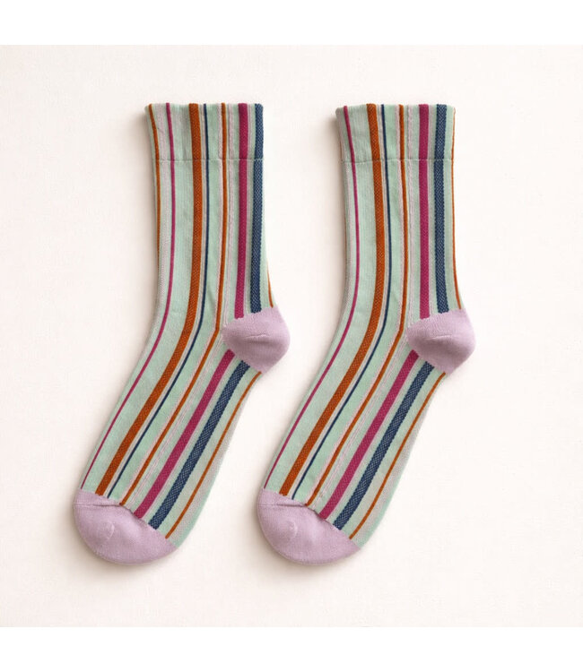 Pika & Bear Crew Socks Vertical Stripes - Blue