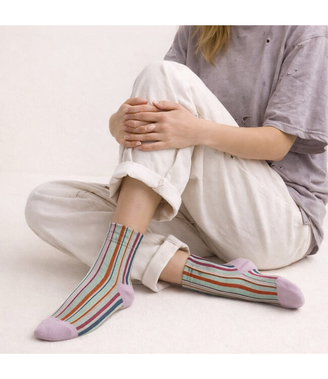 Pika & Bear Crew Socks Vertical Stripes - Blue