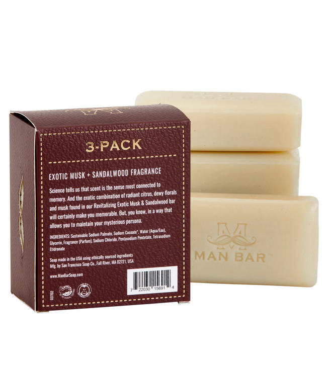 San Francisco Soap Company Man Bar Mini 3 Pack - Exotic Musk + Sandalwood