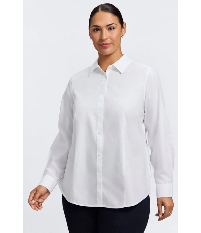 Foxcroft Dianna Long Sleeve Button-Up - White
