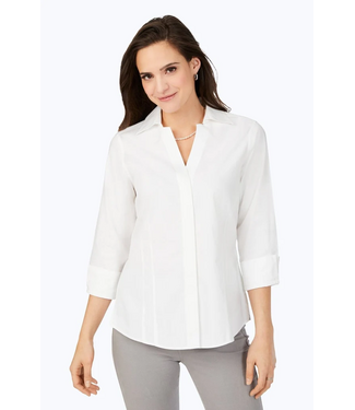 Foxcroft Taylor 3/4 Sleeve Button-Up - White