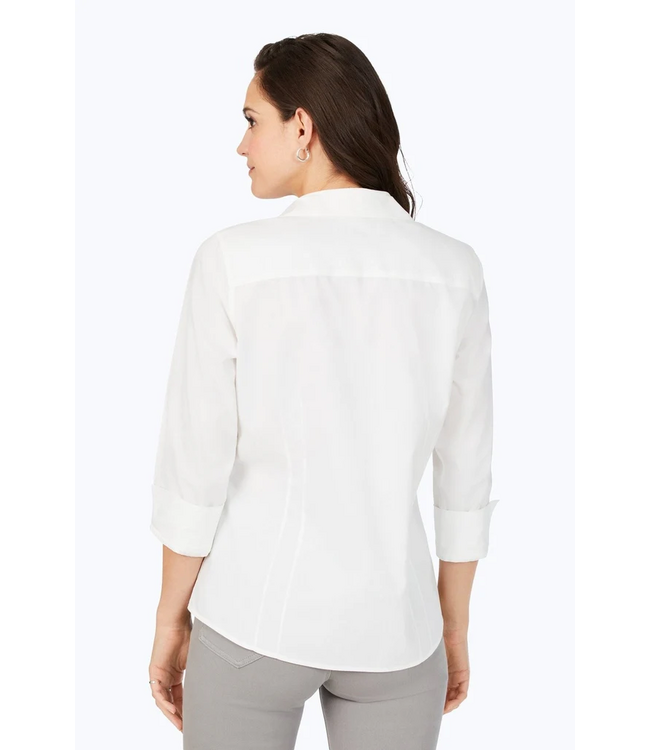 Foxcroft Taylor 3/4 Sleeve Button-Up - White