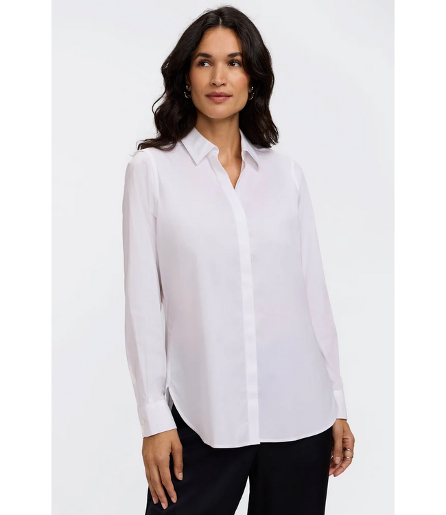 Foxcroft Kylie Long Sleeve Button-Up - White