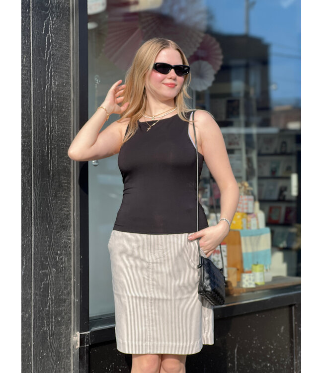 Fransa Frena Skirt - Olive Stripes