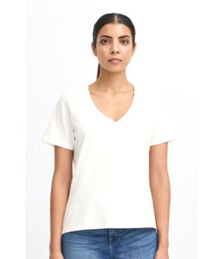 ICHI IHPalmer V-Neck Tee - Cloud Dancer