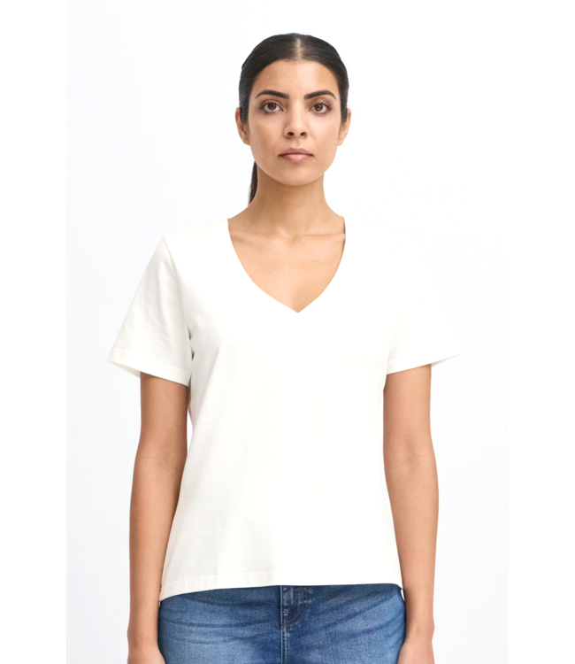 ICHI IHPalmer V-Neck Tee - Cloud Dancer