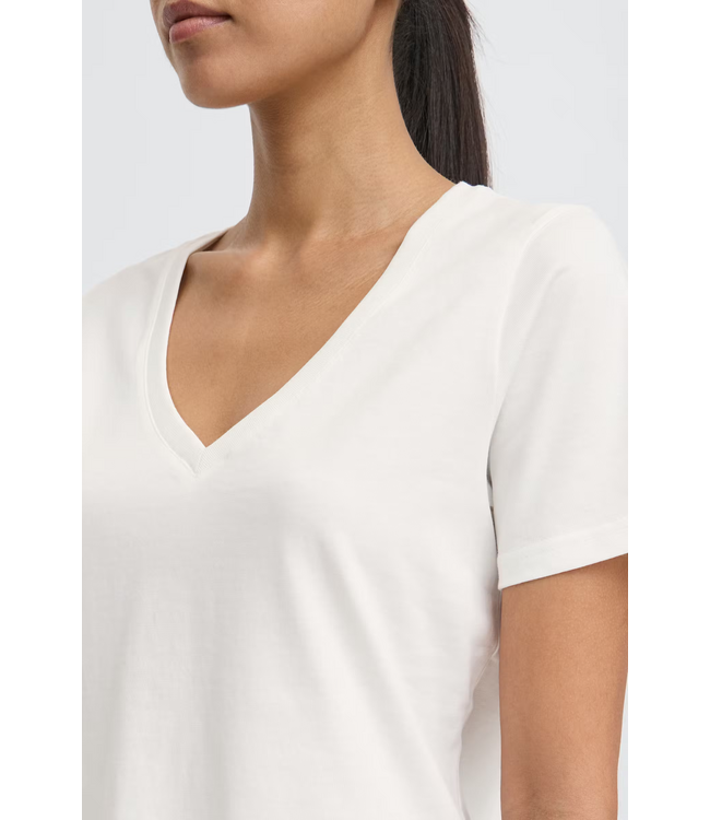 ICHI IHPalmer V-Neck Tee - Cloud Dancer