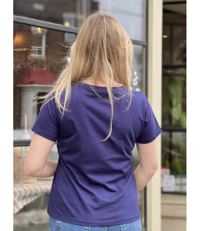 Point Zero V Neck Cotton Tee - Navy