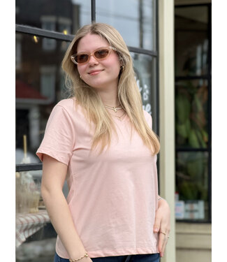 Point Zero V Neck Cotton Tee - Petal