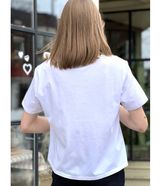 Gentle Fawn Lucy V-Neck Cropped T-Shirt - White