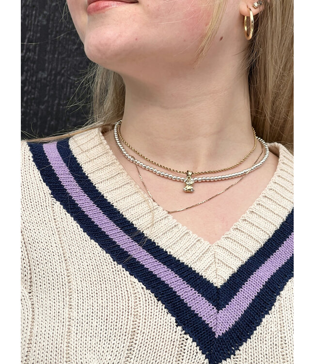 Astrid V-Neck Cableknit Sweater - Tan