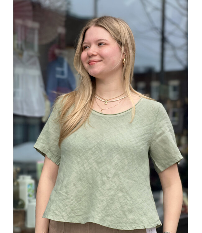 Astrid Linen A-Line T-Shirt - Kahki