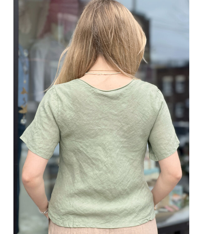 Astrid Linen A-Line T-Shirt - Kahki