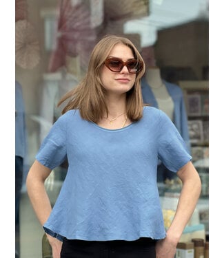 Astrid Linen A-Line T-Shirt - Navy