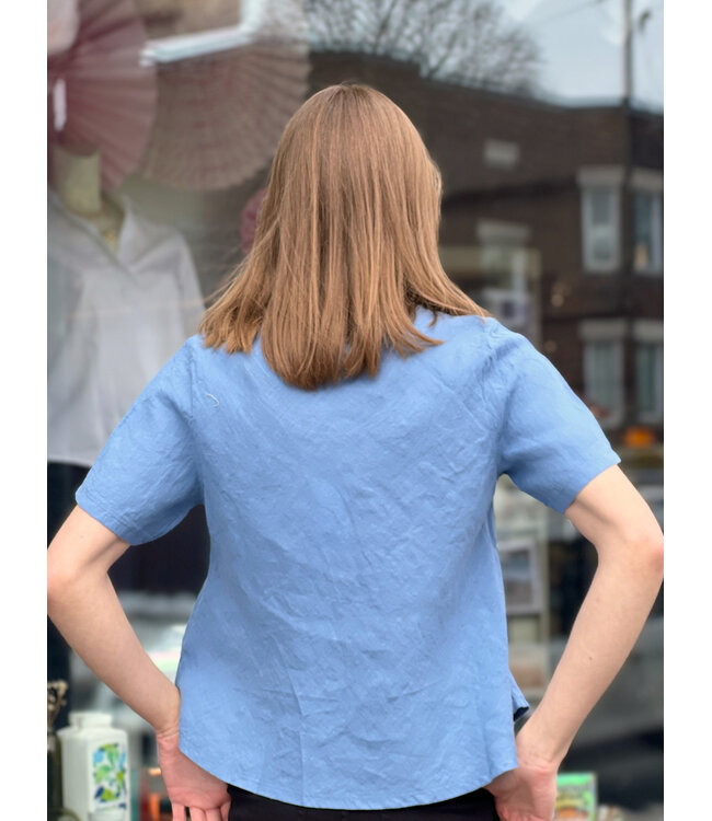 Astrid Linen A-Line T-Shirt - Navy