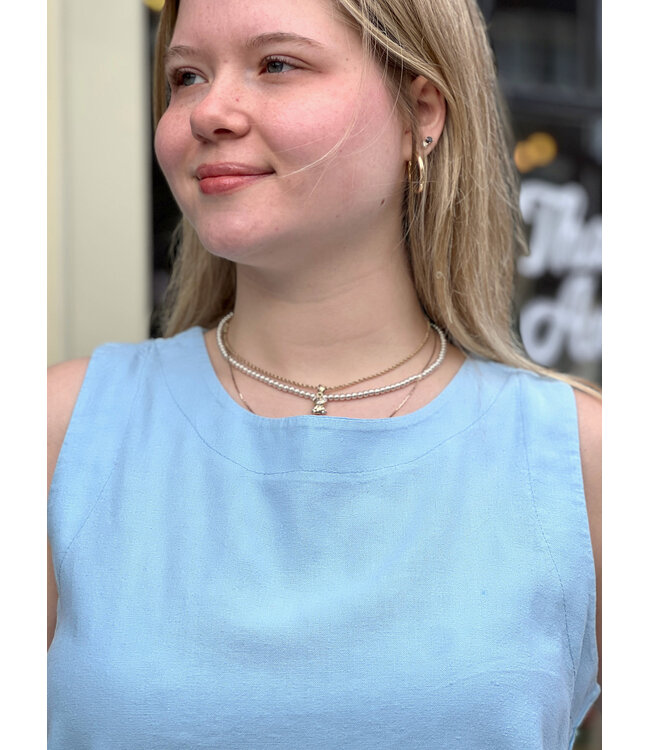 Astrid Sleeveless Linen Top - Light Bue