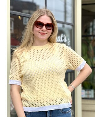 Astrid Eyelet Knit Sweater - Yellow