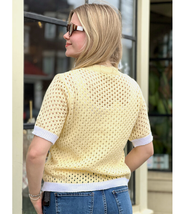 Astrid Eyelet Knit Sweater - Yellow
