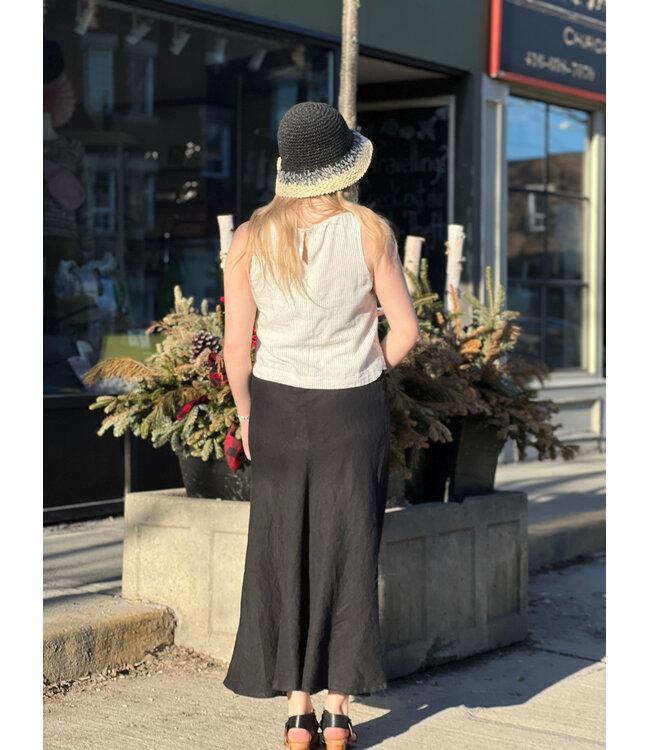 Astrid Woven Linen Skirt - Black